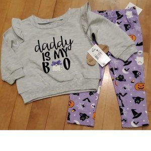 Baby Essentials 2 pc "Daddy is My Boo" Halloween outfit Size 12 18 24 mo NWT